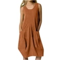thumbnail image 1 of Dresses for Women Cotton Linen Color Loose Round Neck Sleeveless Dress Women's Casual Sleeveless, 1 of 7
