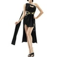 thumbnail image 1 of Gaexia Dresses for Women Greek White Golden Irregular Mythological Court One Shoulder Sleeveless Mini Dress with Bow Dress Black M, 1 of 9
