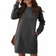 thumbnail image 1 of Dresses for Women Long Sleeve Casual Loose Fit Fall Fashion Crewneck Mini Dress with Pockets Dark Gray L, 1 of 8