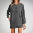 thumbnail image 1 of Dresses for Women Long Sleeve Plus Size Hooded Long Sleeved Round Neck Pocket Winter Printed Dress Dark Gray 3XL, 1 of 6