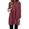 thumbnail image 1 of Dresses for Women Long Sleeve Ribbed Sweater Dress Fall Loose Fit Casual Dresses with Pockets, 1 of 3