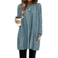 thumbnail image 1 of Dresses for Women Long Sleeve Ribbed Sweater Dress Fall Loose Fit Casual Dresses with Pockets, 1 of 3