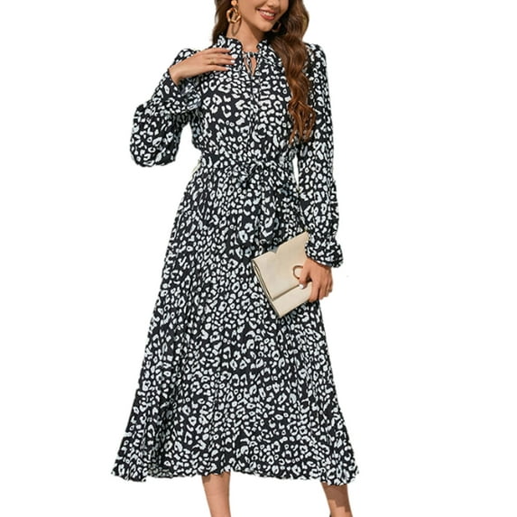 Dresses for Women Long Sleeve Womens Dresses Solid Color Maxi Dress Alsol Lamesa