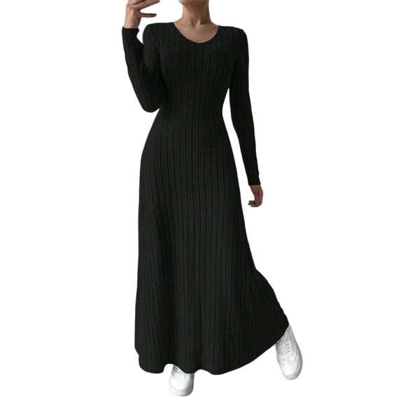 Dresses for Women Loose Fit Womens Nightgown Cozy Long Sleeve Dress Gifts for Her Nightshirts Women's Nightgowns & Sleepshirts Black