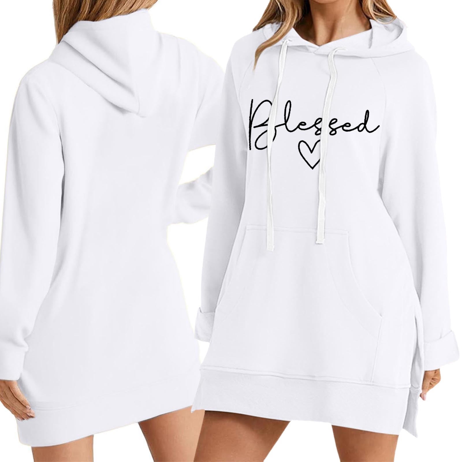 white oversized hoodie dress Women's Oversized Hoodie Dress Long Hooded Sweatshirt Front Logo Streetwear Wholesale Drop Shoulder Pullover Jacket for Winter| Alibaba.com