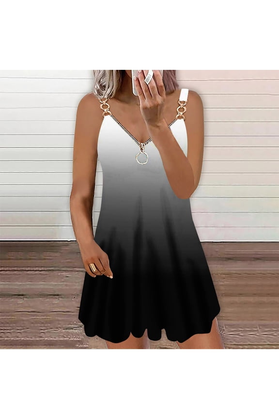 Dresses for Women Plus Size V-Neck Pleated Bandage Floral Printed Camis Fashion Summer Casual Dress