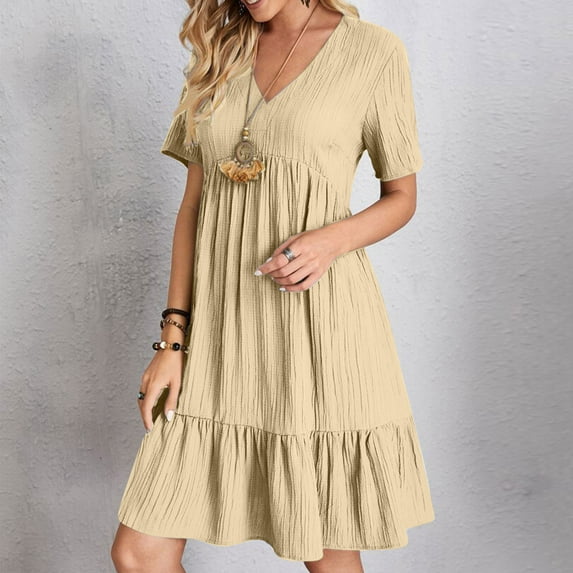Dresses for Women Plus Size Sawvnm Women's Fashion Solid Color Comfortable Loose Sleeveless Casual Tops Dresses Great Gifts for Less