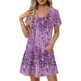thumbnail image 1 of Dresses for Women Plus Size Short-sleeved V-neck Summer Print Casual Dress, 1 of 5