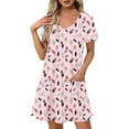 thumbnail image 1 of Dresses for Women Plus Size Short-sleeved V-neck Summer Print Casual Dress, 1 of 5