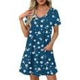 thumbnail image 1 of Dresses for Women Short-sleeved V-neck Summer Print Casual Dress, 1 of 5