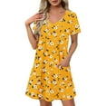 thumbnail image 1 of Dresses for Women Short-sleeved V-neck Summer Print Casual Dress, 1 of 5