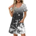 thumbnail image 1 of Dresses for Women Short-sleeved V-neck Summer Print Casual Dress, 1 of 5