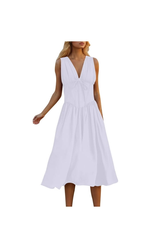 Dresses for Women Sleeveless Open Back Print Midi Dresses for Women Lace Up for Clubwear Party Date Night Elegance Dress