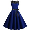 thumbnail image 1 of Dresses for Women Solid Swing Sleeveless Splice Prom Party Lace Vintage Sun Dress Blue XXL, 1 of 5