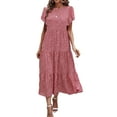 thumbnail image 1 of Dresses for Women Summer Casual Boho Dress Floral Print Ruffle Sleeve Midi Beach Dresses, 1 of 5