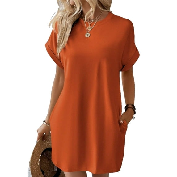 Dresses for Women Summer Casual Crew Neck Boho Dress Beach Wear Daily Midi Dresses Alsol Lamesa