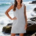 thumbnail image 1 of Dresses for Women Summer Casual Tie Strap Sleeveless V Neck Midi Dresses Womens Solid Lightweight Comfy Vacation Beach Sundresses, 1 of 9