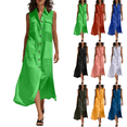 thumbnail image 1 of Dresses for Women Summer Casual V Neck Sleeveless Loose Flowy Beach Vacation Button Down Maxi Shirt Dress with Pockets,Sizes S-3XL, 1 of 8