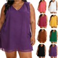 thumbnail image 1 of Dresses for Women Summer Plus Size Sleeveless V-Neck Chiffon Tank Dress Summer Solid Color Casual Loose Holiday Beach Leisure Short Dresses, 1 of 8