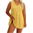 thumbnail image 1 of Dresses for Women Summer Pus Size V Neck Sleeveless Cotton Like Midi Dress Womens Casual Solid Loose Lightweight Comfy Loungwear Dresses, 1 of 6