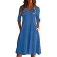 thumbnail image 1 of Dresses for Women Summer V Neck Casual Solid Color Cotton Swing Dress, 1 of 5