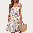 thumbnail image 1 of Dresses for Women Summer Women's Summer Dresses Women's Casual Plus-size Sleeveless Round Neck Short Floral Dress Purple XXL, 1 of 5