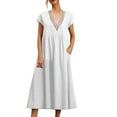 thumbnail image 1 of Dresses for Women, Women Casual Loose Boho Dress with Pockets Short Sleeve Long Maxi Summer Beach Swing Dresses Sundress, 1 of 5