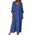 thumbnail image 1 of Dresses for Women, Women’s Casual Midi Dress with Pocket V Neck Short Sleeve Relaxed Flowy Dress Summer Long Dress, 1 of 8