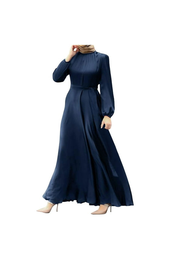 Dresses for Womens, Womens Abaya Long Sleeve Dress Prayer Solid Color Dress Loose Maxi Dress Abaya Ramadan Robe