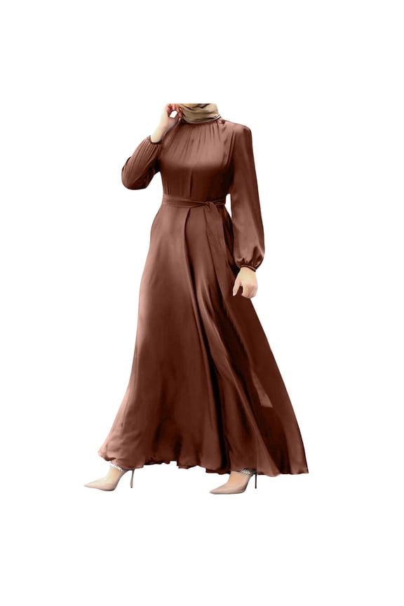 Dresses for Womens, Womens Abaya Long Sleeve Dress Prayer Solid Color Dress Loose Maxi Dress Abaya Ramadan Robe