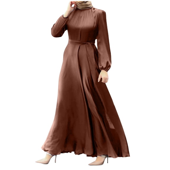 Dresses for Womens, Womens Abaya Long Sleeve Dress Prayer Solid Color Dress Loose Maxi Dress Abaya Ramadan Robe
