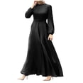 thumbnail image 1 of Dresses for Womens, Womens Abaya Long Sleeve Dress Prayer Solid Color Dress Loose Maxi Dress Abaya Ramadan Robe, 1 of 4