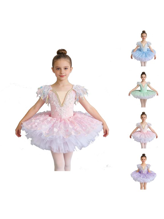 Dresses for girls ballet tutu dance dress with flowy skirt athletic bodice outfit for stage performances