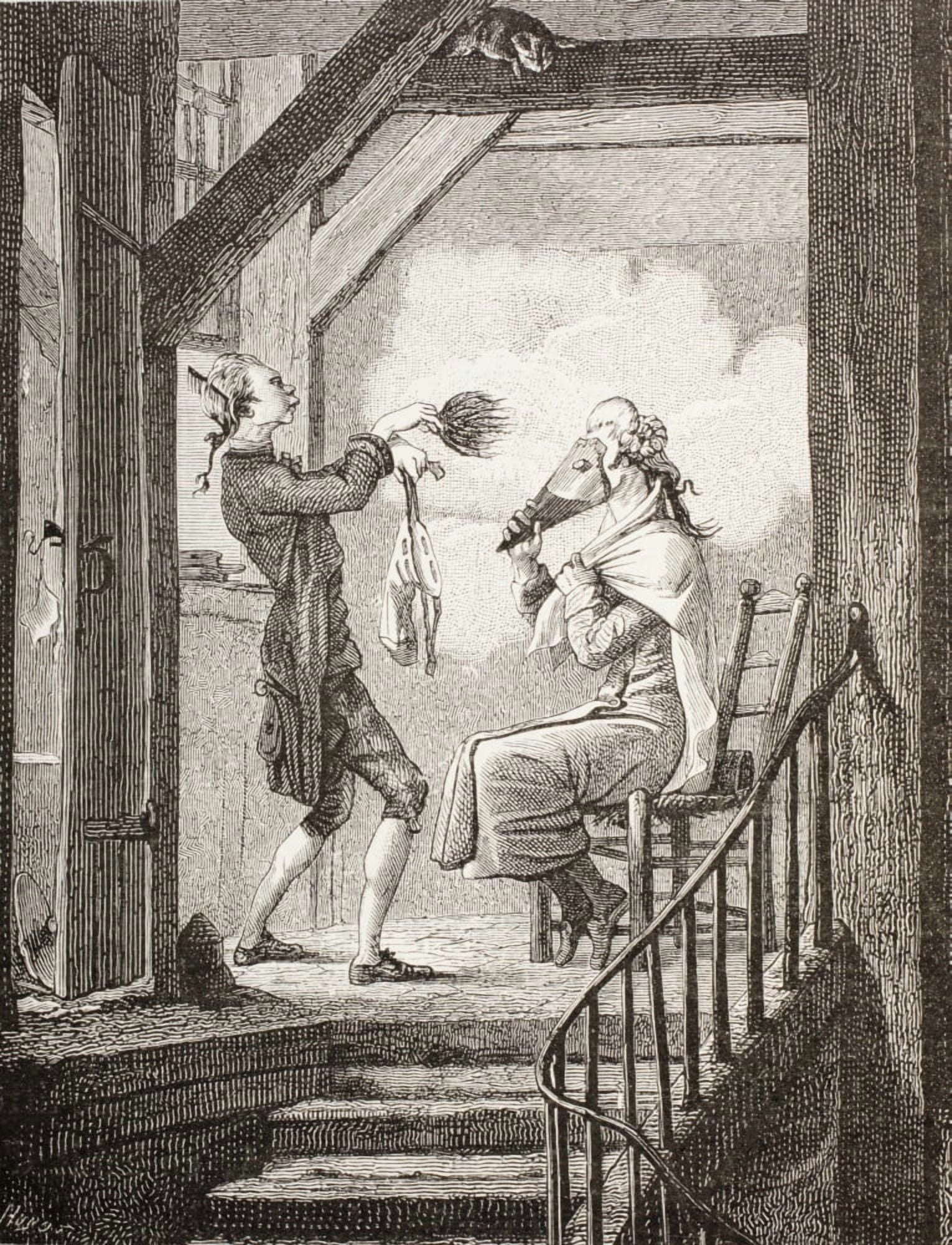 The Dressing Of The Attorneys Clerk After A Satirical Work By Carle Vernet From Xviii Siecle Institutions Usages Et Costumes Published Paris 1875 Canvas Art - Ken Welsh Design Pics (24 x 32)