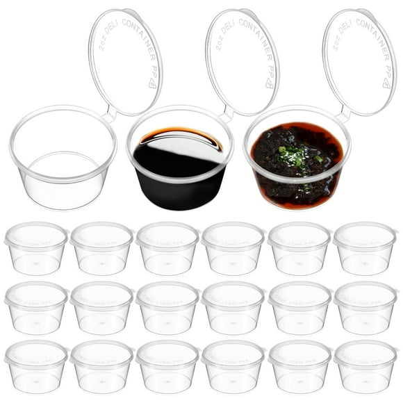Dressing Container, 100 Pcs Condiment Cups 2 Oz Dressing Container Portion Cups Plastic Sauce Cups Condiment Containers With Lids