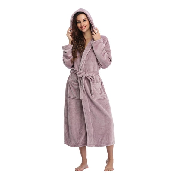 Dressing Gown Womens Hooded, Bathrobes  Women Mens Luxury Ladies Nightgowns Long Robes Lightweight Soft  Flannel Plush Bath Robe Kimono Couples Bathrobe Warm Sleepwear