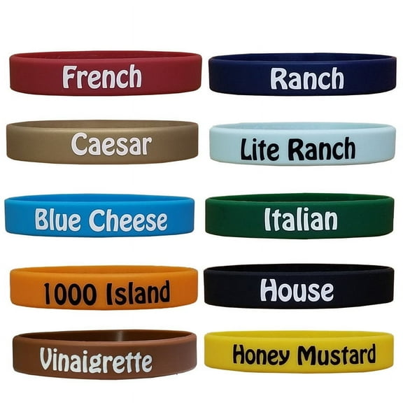 Dressing Kit C: Squeeze Bottle Labels: (1) Ranch, (1) Blue Cheese, (1) Vinaigrette, (1) Caesar, (1) Lite Ranch, (1) Italian, (1) Honey Mustard, (1) House, (1) French, (1) 1000 Island