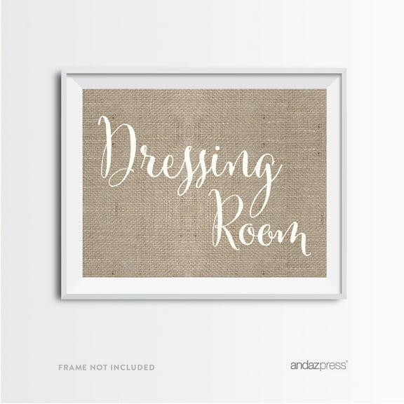Koyal Wholesale Burlap Dressing Room Wedding Party Sign Rustic 8.5x11 Decor