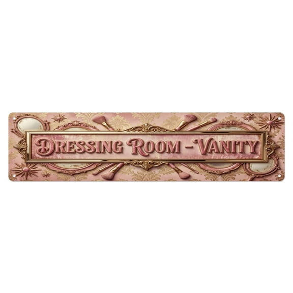 Dressing Room Vanity Mirror Vintage Metal Tin Sign Plaque Wall Decor for Cafe, Club, Garden Metal Poster 4x16Inch