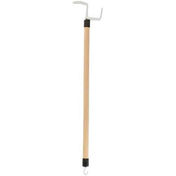 Dressing Stick, 26" Long, Lacquered Wood with Reinforced Hook at End, 5/8" Diameter, Adaptive Dressing Aid Limits Bending & Reaching, Putting On & Pulling Off Clothing Made Easy