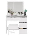 thumbnail image 1 of Dressing Table Set, Makeup Vanity Desk with Touch Light Mirror and and 4 Drawers, 3 Lighting Color Adjustable, White, 1 of 4