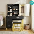 thumbnail image 1 of Dressing Table & Vanity Desk with LED Mirror and Lights, Built-In Charging Station, Storage Drawers, Shelves & Stool, 1 of 7