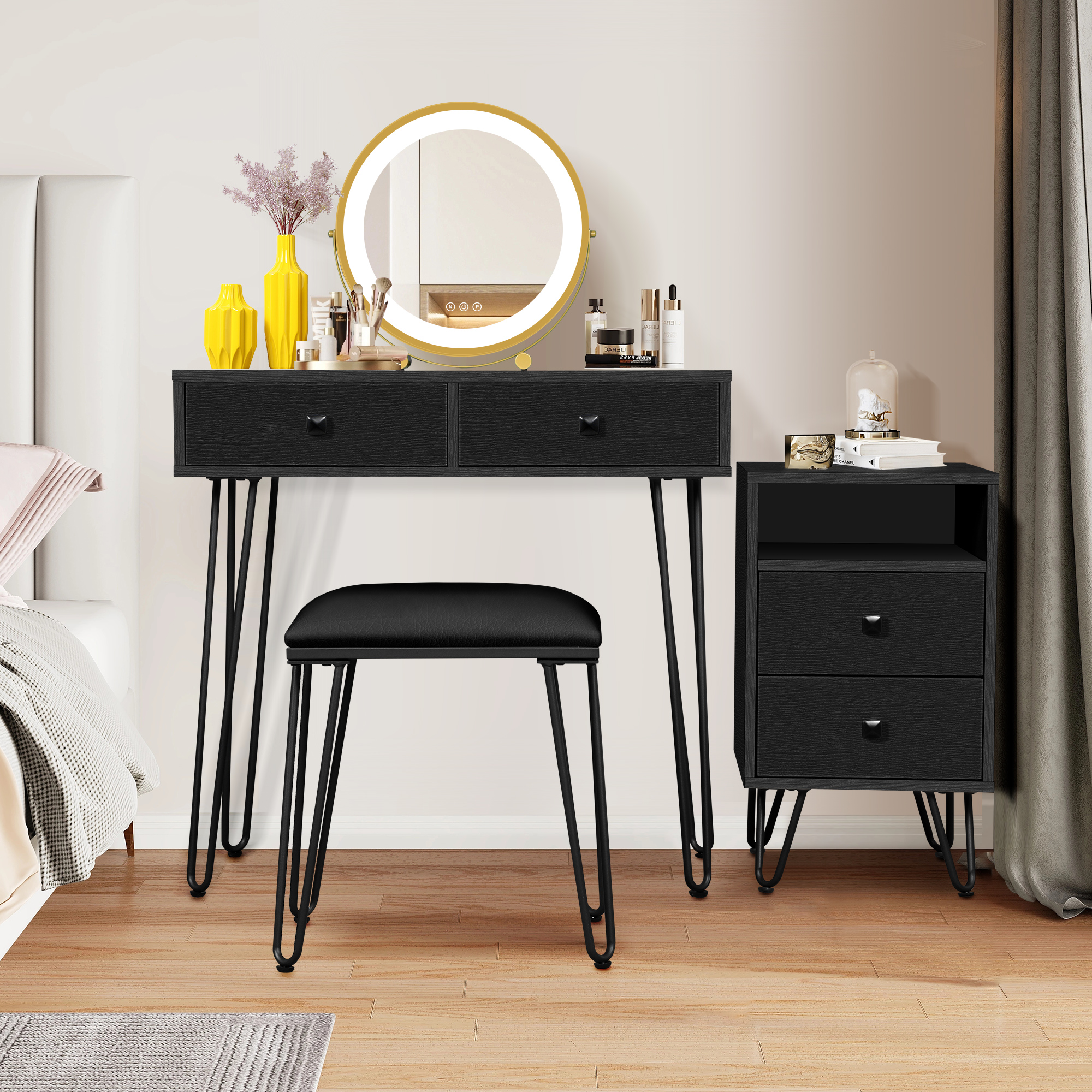 Dressing Table, Vanity Table with Lighted Mirror Makeup Dressing Table