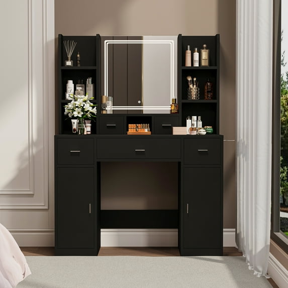 Dressing Table With Cool White Mode For Bedroom Use 2 Hidden Shelves And Drawers