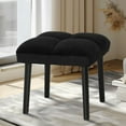 thumbnail image 1 of Black Ottoman Stool, Square Makeup Stool with Wooden Legs, Small Ottoman Stool Chair for Vanity, Modern Padded Sofa Seat Foot Rest Stool(Black), 1 of 17