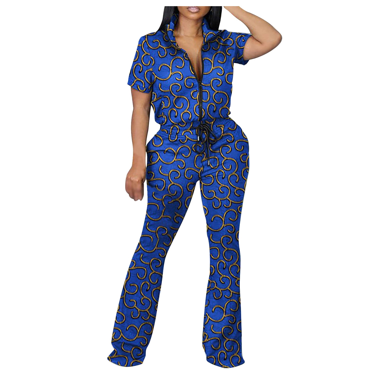 African Print Bottom Zip Jumpsuit