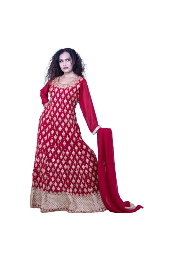 Dressy Anarkali with gold work in front and back