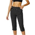 thumbnail image 1 of Dressy Capri Pants for Curvy Women Plus Size High Waist Capris Pants Polka Dot Casual Office Work Hiking Golf Black, 4XL, 1 of 6
