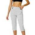 thumbnail image 1 of Dressy Capri Pants for Curvy Women Plus Size High Waist Capris Pants Polka Dot Casual Office Work Hiking Golf White, XL, 1 of 6