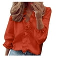 thumbnail image 1 of Dressy Casual Ladies Ruffle Office Work Blouse Loose Puff Sleeve Tunic Shirts Fall Fashion Tops Plain V Neck T Shirt, 1 of 5